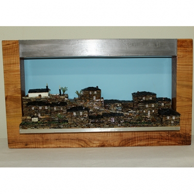 Quadro com aldeia de xisto com iluminação